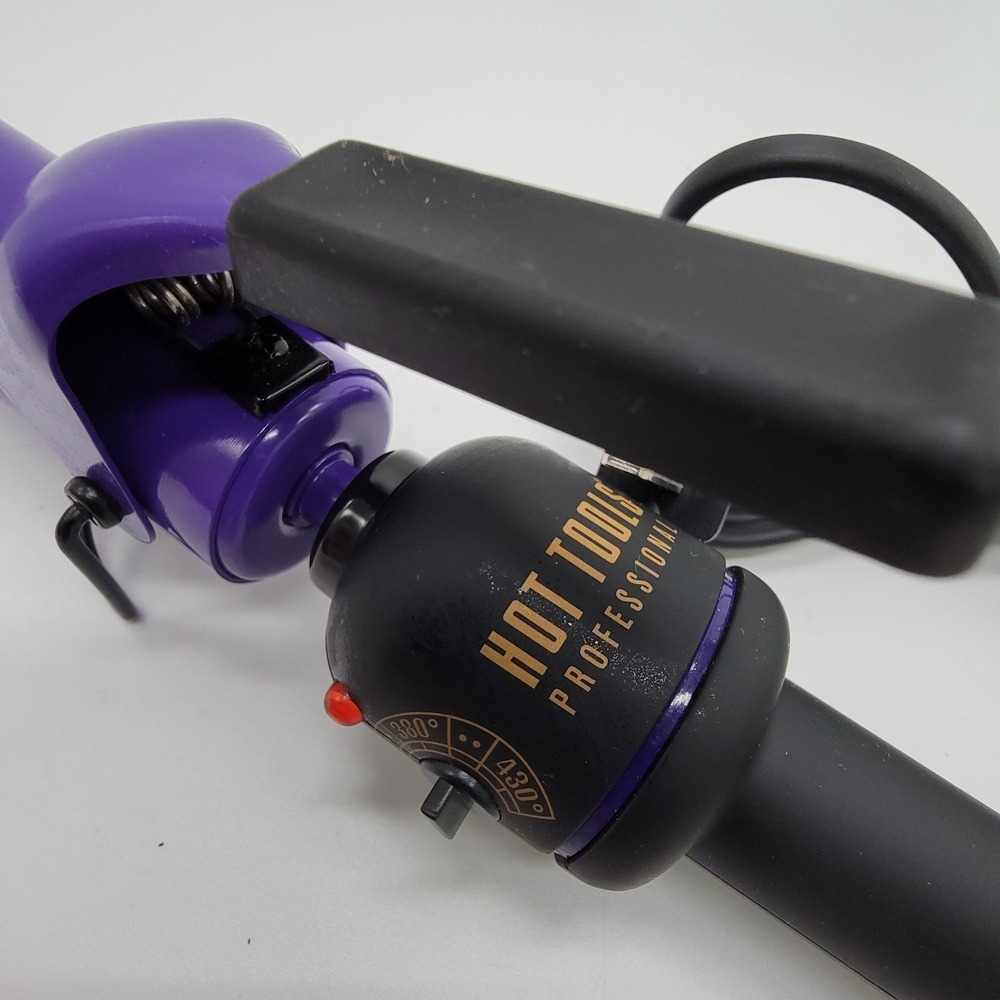Hot Tools 1 1/4" Model #2110 Ceramic Tourmaline Curling Iron Purple Tested